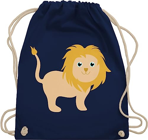 Shirtracer Turnbeutel Rucksack - Taschen - Süßer Löwe - Unisize - Navy Blau - kindergartenrucksack kindergarten tasche kita turnsack stoffbeutel wechselkleidung junge löwen beutel kindergartentasche
