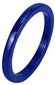 BlackAmazement Keramik Ring Beisteckring weiß rosa blau schwarz 2mm Damen Herren (Blau, 55 (17.5))