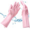 Gants de nettoyage en silicone de qualité supérieure avec brosse pour laver la vaisselle (rose) - Surface à picots pour un nettoyage optimal de la vaisselle et des ustensiles de cuisine.