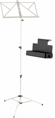 Classic Cantabile Notenständer Light Nickel Set - leichte Ausführung - mit Tasche - inkl. Ablagebox - vernickelt
