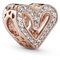 PANDORA Charm in Form eines Freihandherz mit Cubic Zirkonia und 14 Karat rosévergoldete Metalllegierung Moments Collection