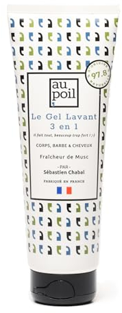 AU POIL la Gel lavant 3 en 1 Fraîcheur de Musc pour le corps, la barbe et les cheveux par Sébastien Chabal