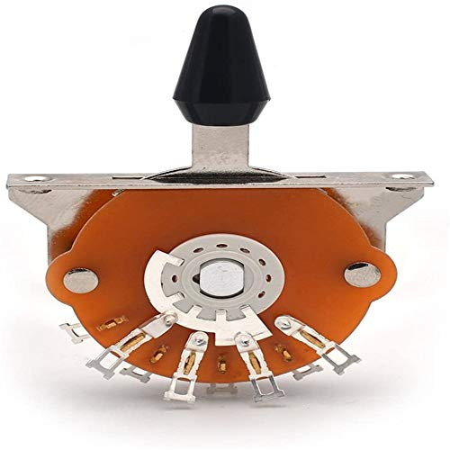 Guitar 5-Way Pickup Selector Switch with Mounting Screws for Fender Strat Telecaster Electronic Guitars (Black Tip)