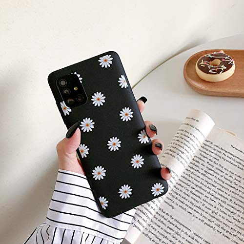 ZTOFERA Hülle für Samsung A51, Gänseblümchen Blume Design Schlank Hülle, Weich Flexibel Anti-Kratzer Bumper Schutzhülle für Samsung Galaxy A51 - Schwarz