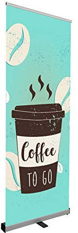 Vispronet Roll Up 80x200 cm, Werbung/Dekoration, stehend, mobil, Werbebanner, Werbetafel, aufrollbar, Bedruckt (Coffee to go)