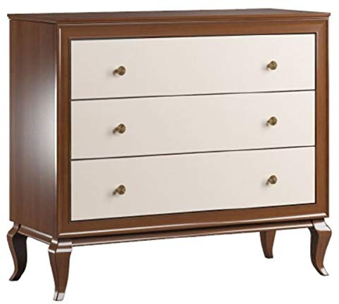 Casa Padrino Luxus Art Deco Massivholz Kommode mit 3 Schubladen Dunkelbraun/Cremefarben 108,7 x 43,5 x H. 95,5 cm - Art Deco Möbel
