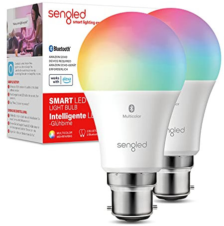 Sengled Alexa Bulb Bluetooth Multicolor B22, Smart Bulbs Work with Alexa Only, Smart Light Bulbs RGBW Colour Changing Light Bulbs Dimmable, 60W Equivalent 806LM, 2 Pack