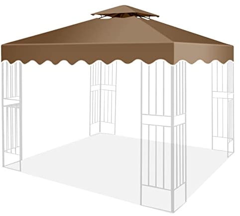 Toldo de Recambio para Pérgola 3x3 m, Techo Repuesto para Cenador de Jardín con Ventilación, Cubierta Impermeable de 2 Niveles en Poliéster 300D, Protección UV para Exteriores