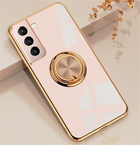 Alihtte Coque pour Samsung Galaxy S21,Coque magnétique avec Anneau Rotatif à 360 ° Mince Coque Antichoc Silicone avec Plaque métallique, Aimant Support de Voiture Housse Bumper, Couleur