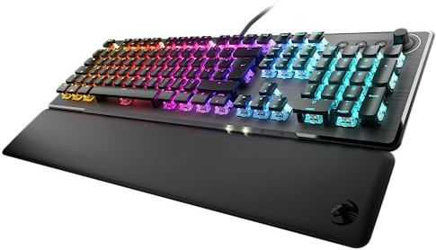 Roccat Vulcan II - Clavier de Jeu Mécanique Pour Pc, Touches Rétro-Éclairées RGB Personnalisables, Repose-Poignet Amovible, Titan II Linear Switches, Noir