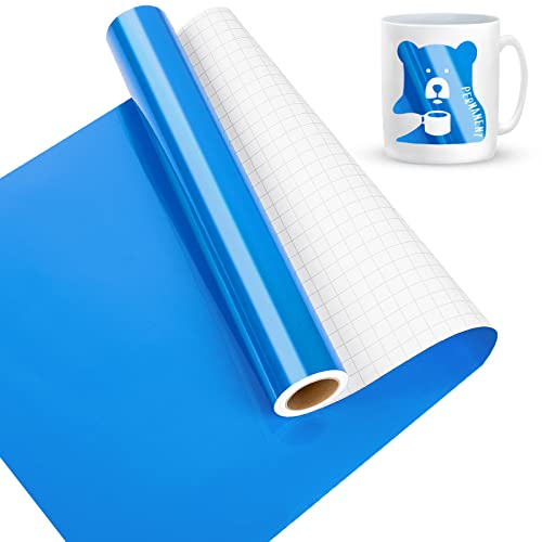 Lya Vinyl Glänzend Blau Vinylfolie Plotter, Selbstklebend Plotterfolie für Cricut – 30,5 cmx 4,6 m, Blau Plotterfolie, Selbstklebende Folie für Cricut, Silhouette Cameo 4