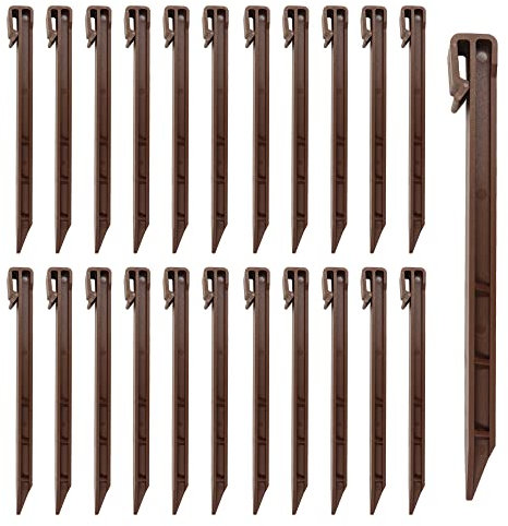Lot de 30 piquets de Sol en Plastique Marron, 25,4 cm, piquets d'ancrage de Bordure de Paysage, piquets d'ancrage Robustes pour Bordure de Jardin