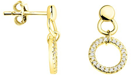 SOFIA MILANI - Orecchini da Donna in Argento 925 - Placcati in Oro e con Pietra Zircone - Orecchino a Perno a Cerchio - E1737