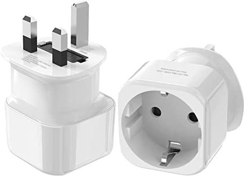 UK Reiseadapter, Eu/DE zu UK Reisestecker Adapter 2 Stück, Adapter Typ G UK Steckdosenadapter, Reisestecker EU to England, Europa 2 Schuko Pins zu England 3 Pins, für England Irland Hong Kong Singapur