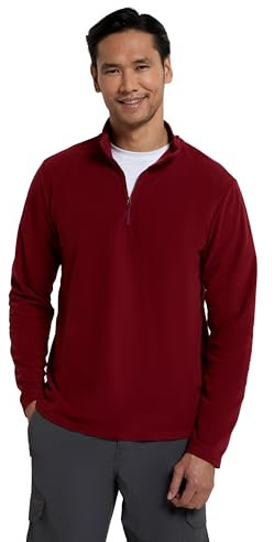 Mountain Warehouse Camber II Mens Half-Zip Fleece - Lightweight & Quick Dry Microfleece - Autumn, Winter, Outdoors Dark Red XXS