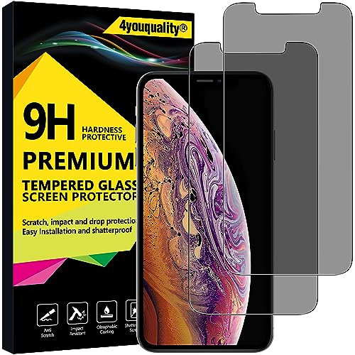 4youquality Privacy Screen Protector for iPhone 11 Pro Max & iPhone XS Max (6.5-Inch), Anti Spy Tempered Glass Film, 2-Pack, [LifetimeSupport][Anti-Spy][Impact-Resistant][Anti-Scratch]