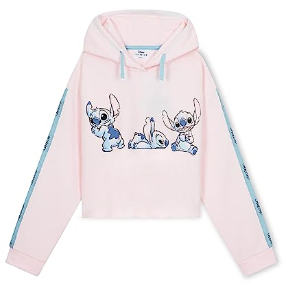 Disney Sudadera Niña Stitch, Sudadera Corta Niña, Sudadera para Niñas Crop Top, Ropa para Niñas Lilo y Stitch 7-14 años (13-14 años, Coral Polvoriento)