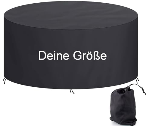 Personalisierte Abdeckung für Gartenmöbel in Kreis Runder Form nach Maß Atmungsaktiv Wasserabweisend Winddicht Schutzhülle Gartentisch Abdeckhaube Schutzhülle alle Größen Maßanfertigung [131]