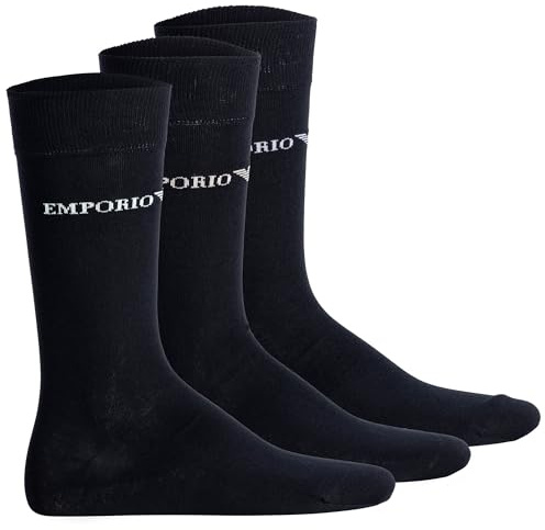 Emporio Armani Men's Casual Cotton 3-Pack Short Socks, Black/Black/Black, One Size (Pack of 3)