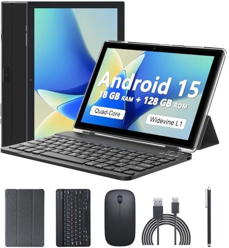 CUPEISI Tablet Android 13 da 10 pollici, 12 GB di RAM+128 GB di ROM/1 TB espandibile Tablet PC, 2 in 1 con tastiera, CPU HD quad-core da 2.0 GHz, certificato da Google 5G WiFi 6 BT 5.0, 8 MP