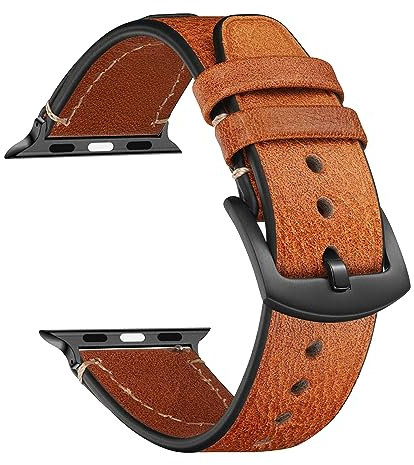 CeiBand Correa Cuero para Apple Watch 38mm/40mm/41mm, Hombres Mujer Cómoda Correas Cuero Muñequeras para Apple Watch 44mm/42mm/45mm/46mm/49mm (Marrón)