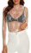 ORANDESIGNE Damen Sexy Shirts Mesh Sheer Glitter Pailletten Langarm Cover Up Y2K Flare Sleeve Cropped Top Rollkragen Button-Down Shirt Streetwear A Weiß XS