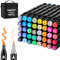 Tongfushop 40 Colored Marker Set, Colouring Pens for Adults, Art Felt Tip Pens, Dual Tip Permanent Alcohol Markers for Drawing, Sketching, Anime, Manga, Fun doodling with Carrying Case & Storage Base