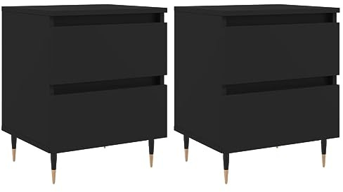vidaXL Nachttisch 2 STK., Nachtschrank mit viel Stauraum, Kommode für Schlafzimmer, Nachttischschrank Beistelltisch Aufbewahrung Nachtkästchen, Schwarz Holzwerkstoff