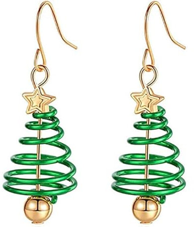 Weihnachtsohrringe Damen, Weihnachtsbaum-Ohrringe für Mädchen, Xmas Tropfen, Spiral-Ohrringe für Party, Weihnachten Stil Schmuck für Anziehparty