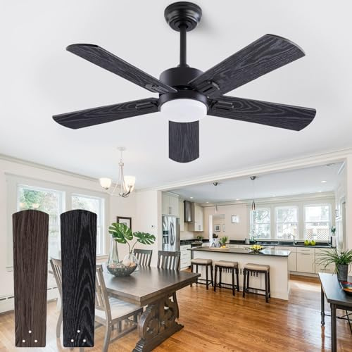 QUTWOB Farmhouse Deckenventilator mit Licht und Fernbedienung, 106,7 cm, leise, reversibel, Gleichstrommotor, Deckenventilatoren für moderne Innen/Außen/Terrasse/Wohnzimmer/Schlafzimmer