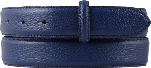 BELTINGER Gürtel mit Pigmentprägung und Steppnaht ohne Schnalle 3 cm | Modischer Ledergürtel für H-Schnalle 30mm Damen Herren | Jeans-Gürtel 3cm | Blau 110cm
