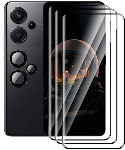 zZjoOoj Protector de pantalla para Redmi Note 13 Pro Plus 5G Cristal Templado, 3 Piezas de pantalla de vidrio templado[3D Curvo Bordes] + 3 Piezas de Protector de Lente de Cámara,Sin Burbujas