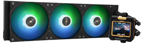 Thermalright FW360 Black ARGB CPU Water Cooler with 3 PWM Fans with 2000RPM,IPS LCD Screen with 320x240 Resolution,Liquid CPU Cooler with 2.4in LCD Display,CPU PC Aio Cooler for AM5/Intel LGA1851