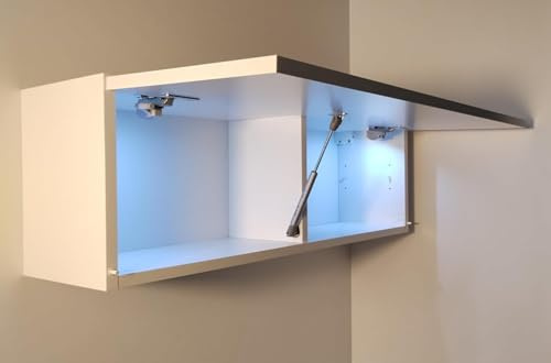 Milionmeblicom Armario Suspendido De Baño Laura 80x30x23 cm Mueble Pared Colgar con Estante Cocina Blanco Mate de Almacenamiento con Iluminación LED Moderno Mueble Auxiliar Espacioso