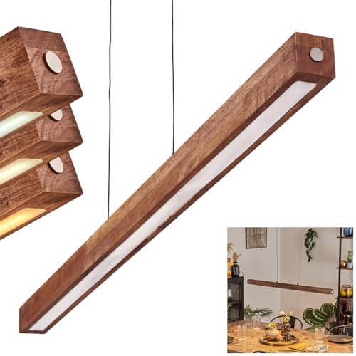 LED Pendelleuchte Carbellino, dimmbare Hängelampe aus Metall/Holz/Kunststoff in Schwarz/Dunkelbraun/Weiß, skandinavisches Design, Höhe max 150cm, Touchdimmer, LED 24 Watt, 3000-6000 Kelvin, 2550 Lumen