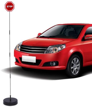 Haofy Flashing LED Parking Stop Sign Sensor, Enhanced Reminder, Adjustable Poles, for Garage Parking