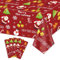 PTECDROTS 4 Stück Weihnachtstischdecken, Rechteckige Weihnachtstischdekorationen, Rot, Weihnachtstischdecke Für Winterurlaub, Neujahr, Weihnachtsfeier, Partyzubehör, 130 X 220 cm,