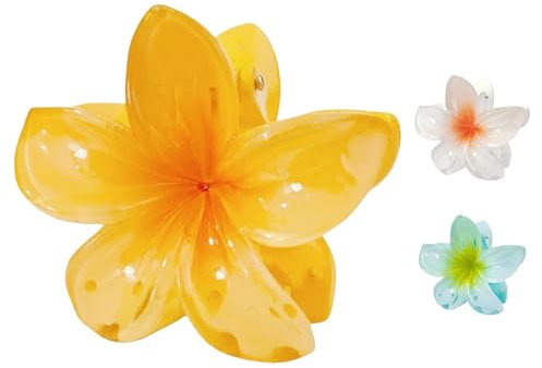 3Pezzi Pinze Per Capelli Fiori Clip Artiglio Da Donna, Fermagli Per Capelli Antiscivolo, Fiori Hawaiani Capelli, Mollettone Per Capelli Fiori In Plastica, Capelli Per Ragazze Vacanze Estive