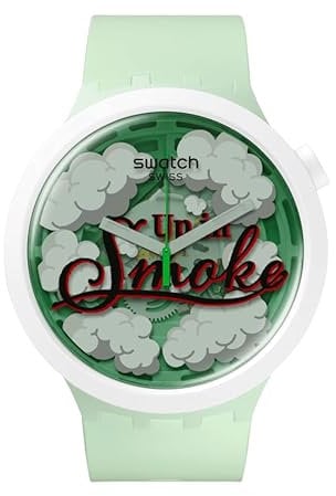 Swatch UP IN SMOKE - SB03Z103, grün, Riemen