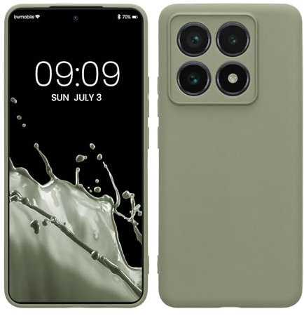 kwmobile Handyhülle kompatibel mit Xiaomi 14T Pro Hülle - Handy Case aus weichem Silikon in Graugrün