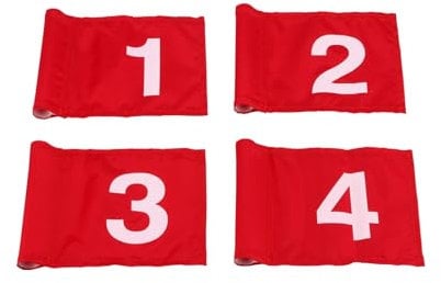 KVMORZE Numbered Golf Flag, Nylon Practice Golf Target Flag Training Numbered 1-4, Double Sided Printed Golf Pin Flag, Putting Green Flags for Backyard, Golf Courses, Country Club, 8.2''L x 6.1''H