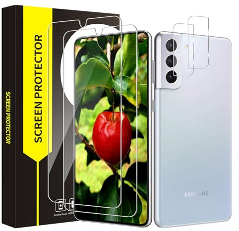 Bodyguard Schutzfolie für Panzerglas für Samsung Galaxy S22 5G Displayfolie, [2+2] 2,5D Rundkante S22 displayfolie+Kameraschutz, Anti-Kratzen, 9H Härte, Keine Blasen, Ultra-klar S22 Displayschutzfolie