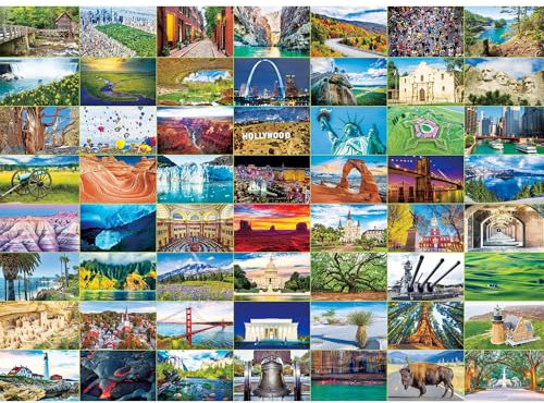 BenBen 1000 Piece Puzzle for Adults, Iconic America, Jigsaw Puzzles with Letters on Back, Challenging Puzzle for Game Night Home Décor