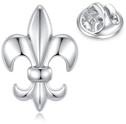 HONEY BEAR Broche Clips Pins Fleurs de lys pour Costume Homme/Femme,Cadeau de Mariage affaires (Argent brillant)
