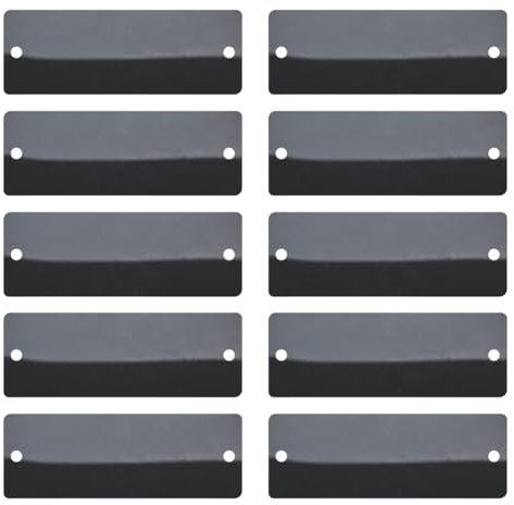 FSSTUD 10 Pcs Stainless Steel Name Plaque Plates Laser Engraving Nameplates Blank Rectangle Stamping Tags Metal Engraving Tags Picture Photo Frame Label Plate with Two Holes for Craft Projects Black