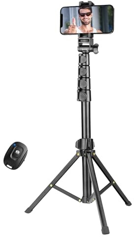 Evapure Selfie Stick Tripod with Bluetooth Remote, 1.7m / 67 Extendable Selfie Stick Monopod with 360° Rotation, Adjustable Phone Holder, Portable Stand Compatible with iPhone, Samsung & Smartphones