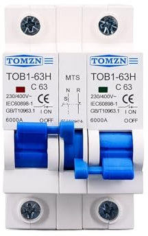 KVEIYIIC Interrupteur de Transfert Manuel Double Alimentation 1P+1P Disjoncteur 50HZ/60HZ(10A)