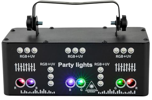 Discolicht Partylicht, 21 Augen Laser Laserlicht BüHnenbeleuchtung,LED RGB Licht DJ Projektor Musikgesteuert DJ Disco Lichter,Stroboskop Partylicht Discolicht DMX Effekt Spotlight [Energieklasse E]