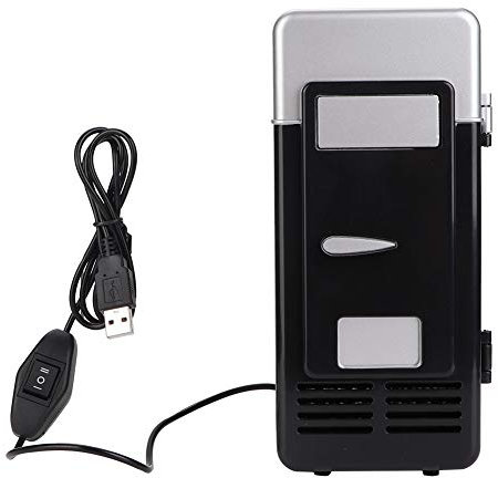 HERCHR 83x88x195mm/3.2x3.4x7.6 po mini frigorifero, riscaldamento portatile USB e raffreddamento a doppio uso frigoriferi per camera letto, cura della pelle, bevanda, ufficio, dormitorio (Nero)