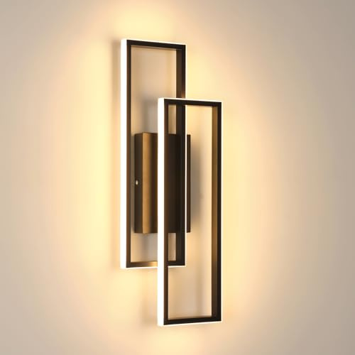 Riserva Wandleuchte LED Innen, 32W Wandlampe Modern Schwarz, Warmweiß 3000K, Wandleuchte Rechteckig Kreativ für Schlafzimmer, Wohnzimmer, Flur, Treppenhaus, Esszimmer, Arbeitszimmer